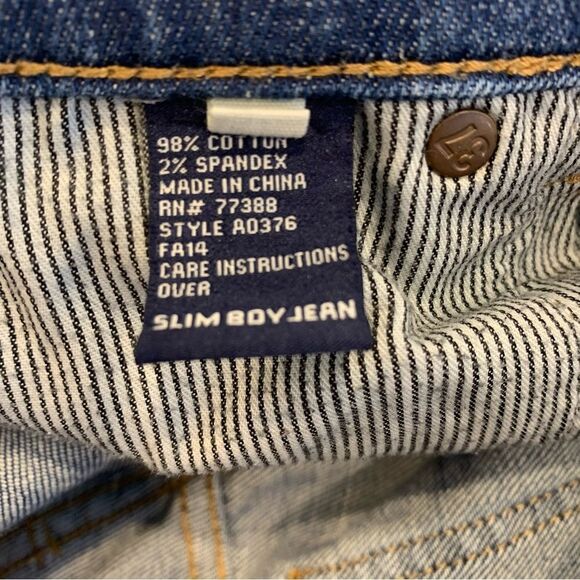 Madewell Slim Boyjean Rip and Repair Edition Distressed Bleach Stains Size 28 - Picture 12 of 13